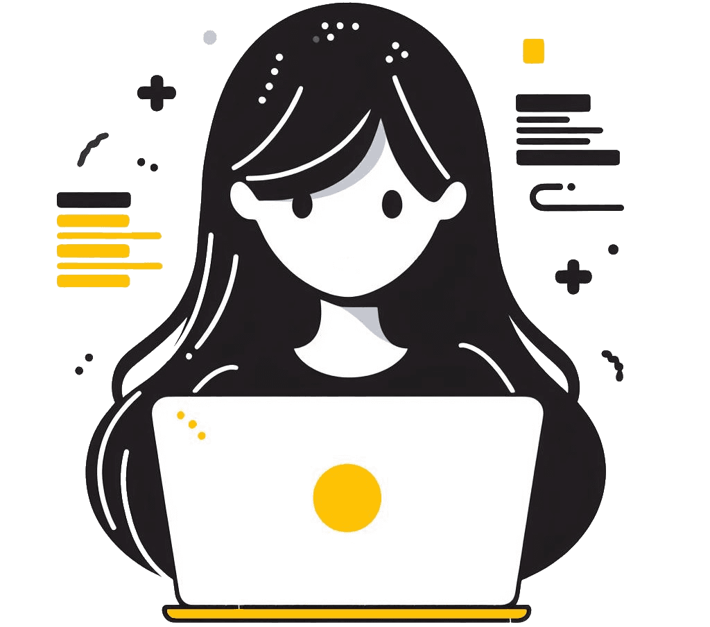 Desenho de uma menina programando